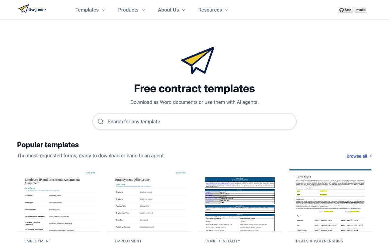 UseJunior AI Assistant website preview