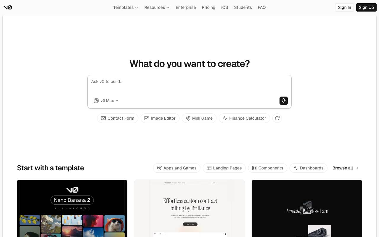 v0 website preview