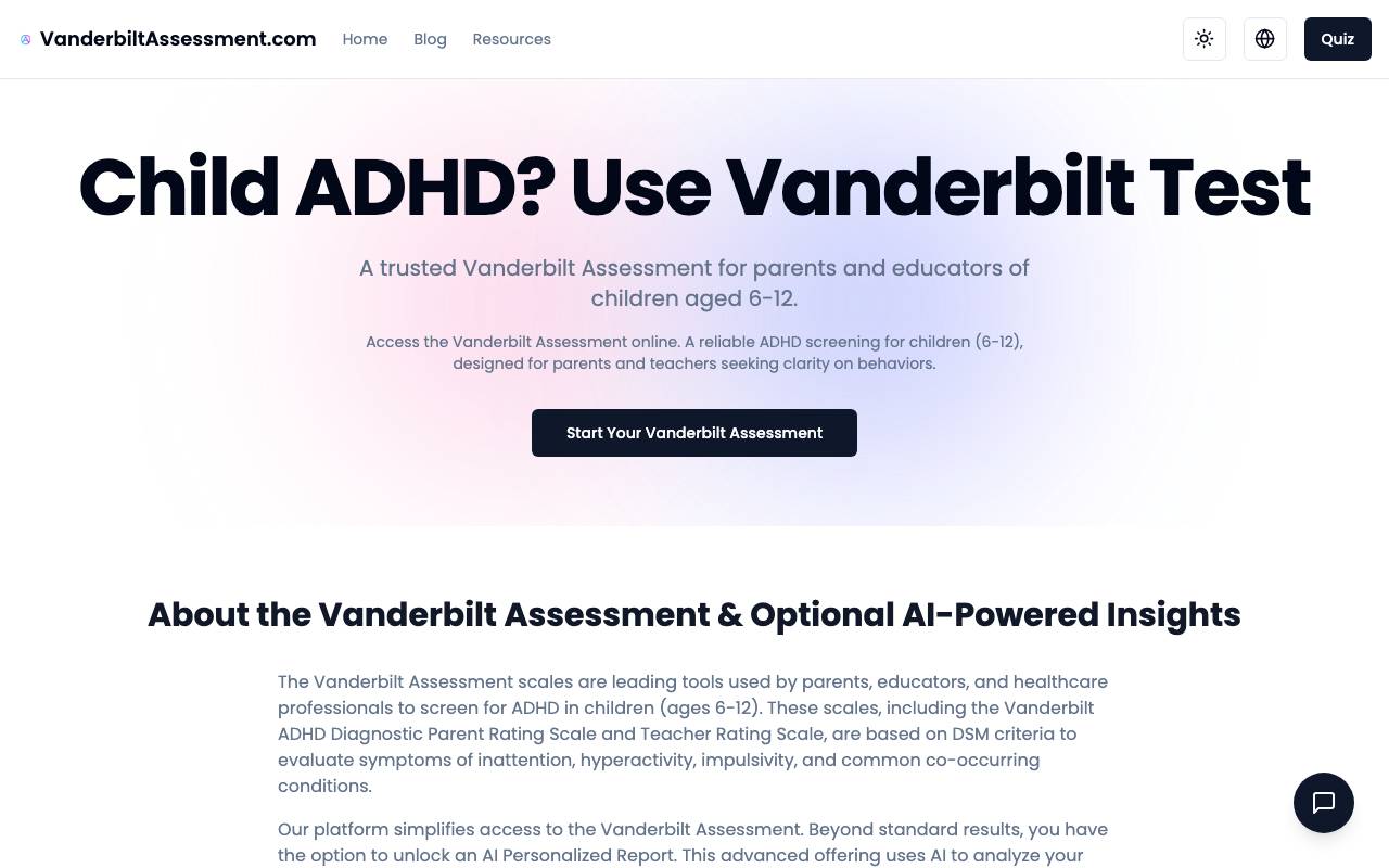 vanderbiltassessment website preview
