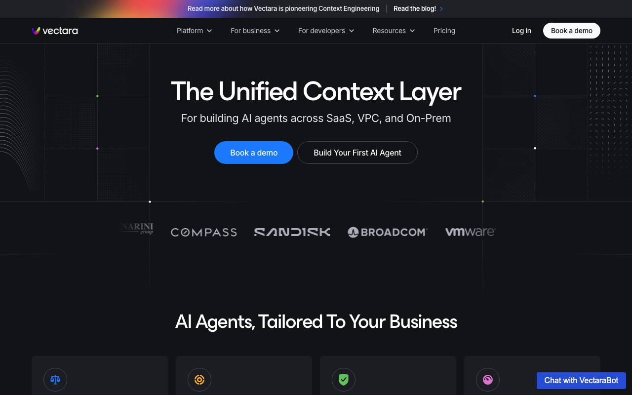 Vectara website preview