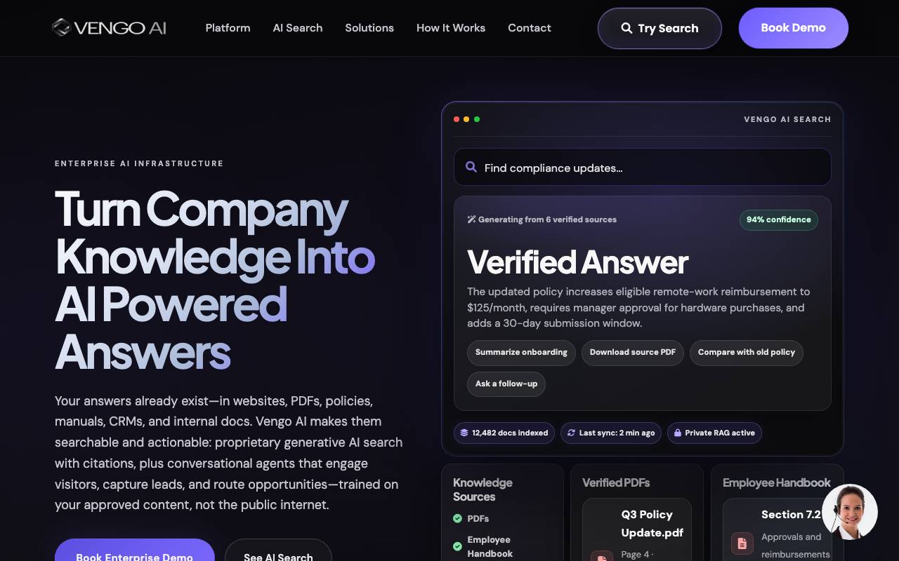 Vengo AI website preview