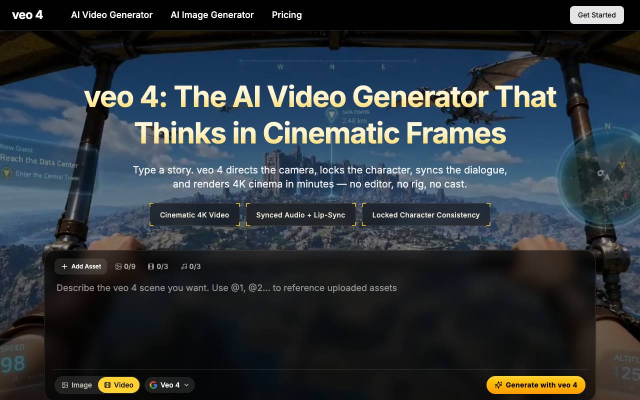 Veo 4 Video Generator website preview