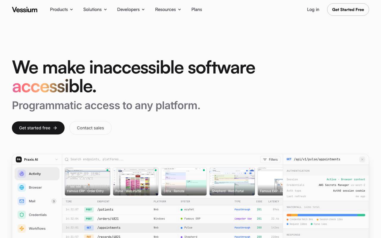 Vessium AI website preview