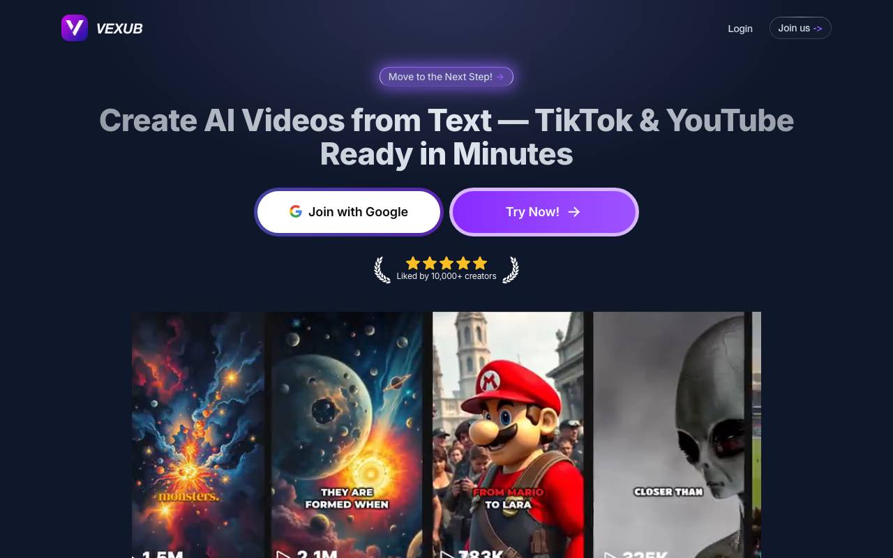 Vexub website preview