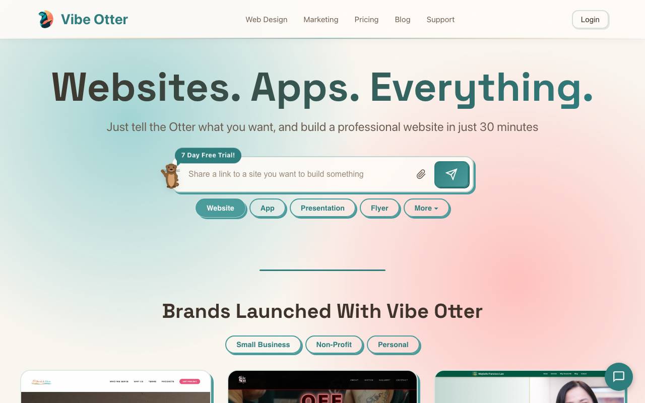 Vibe Otter website preview