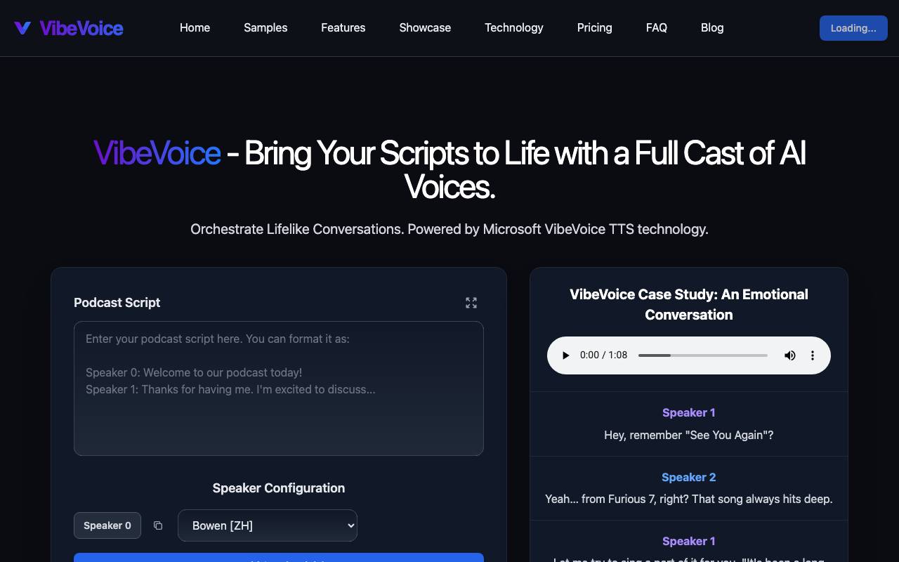VibeVoice website preview