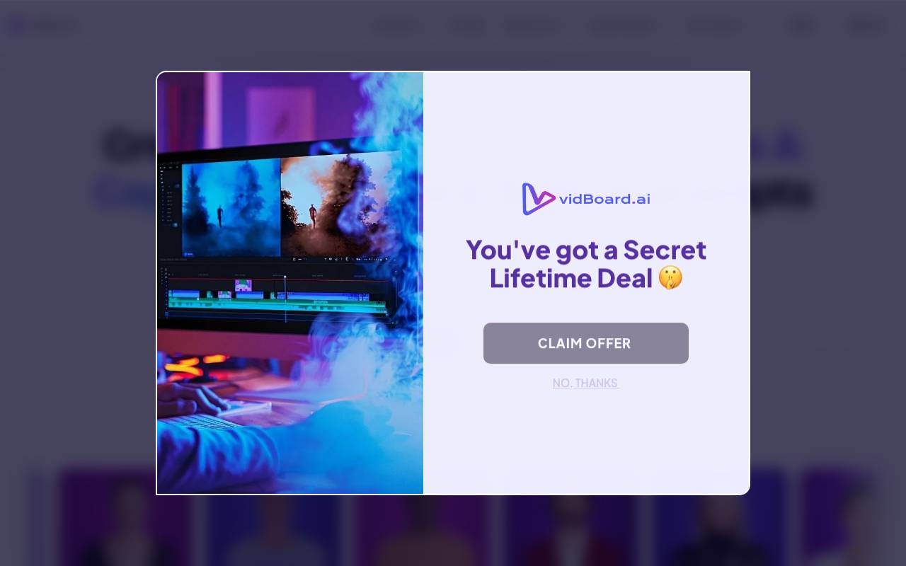 vidBoard AI website preview