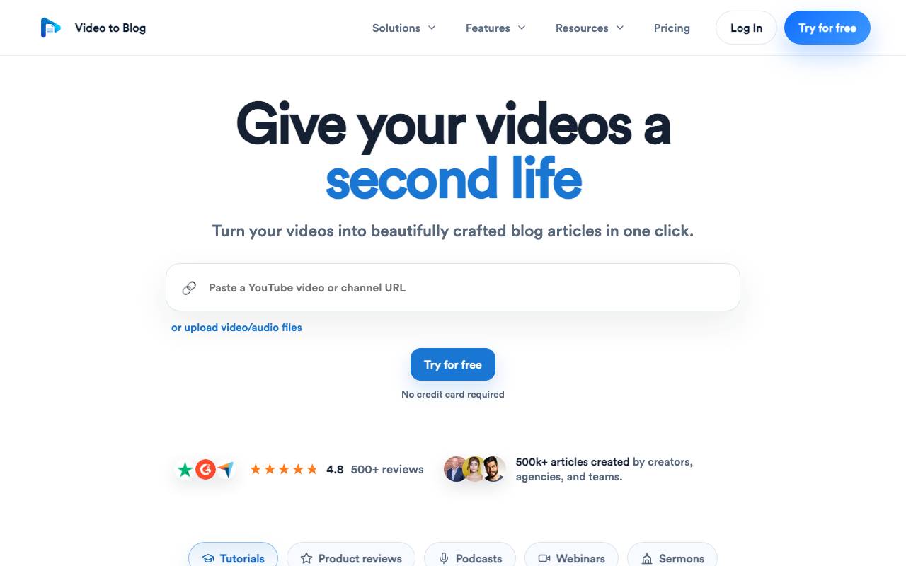 Video To Blog AI website preview