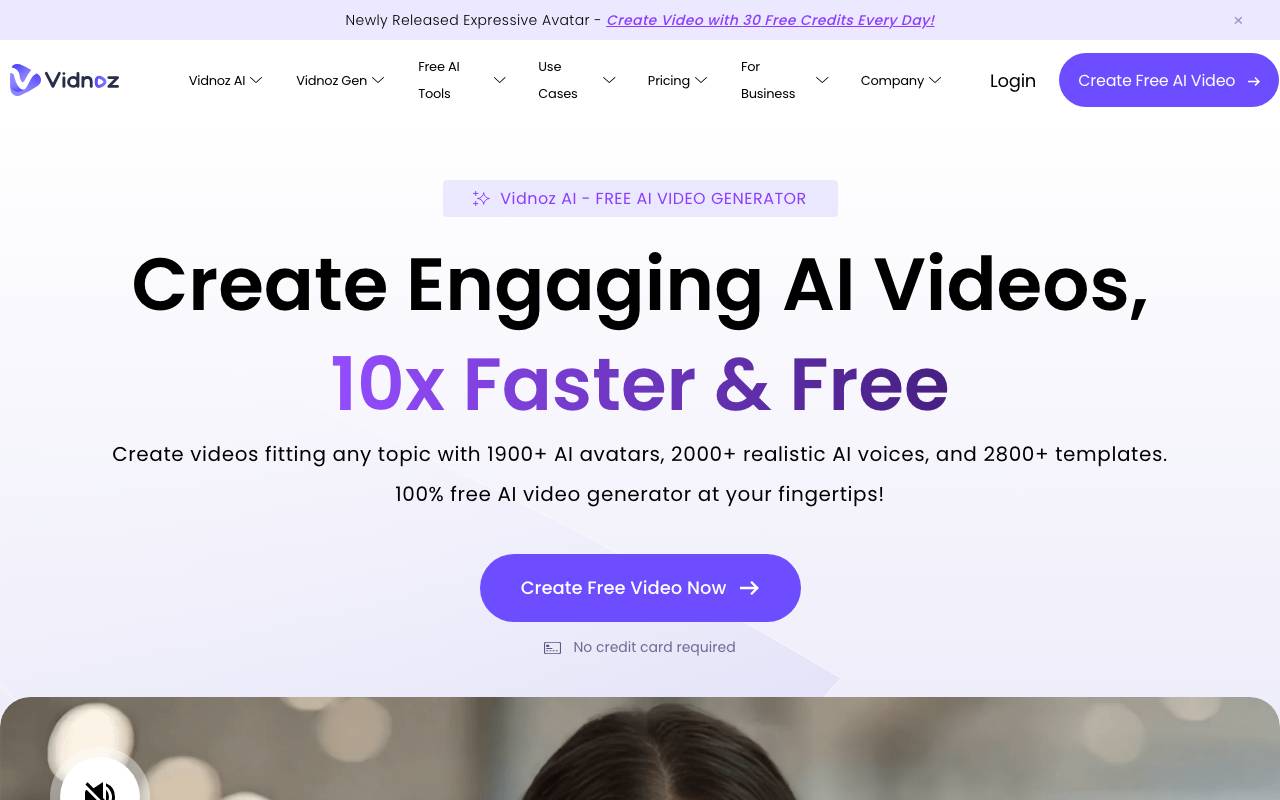 Vidnoz AI website preview