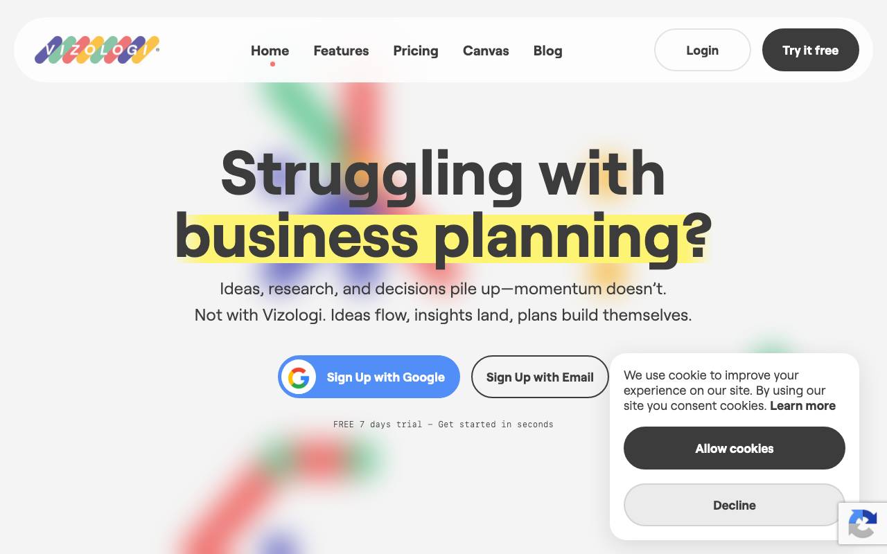 Vizologi website preview