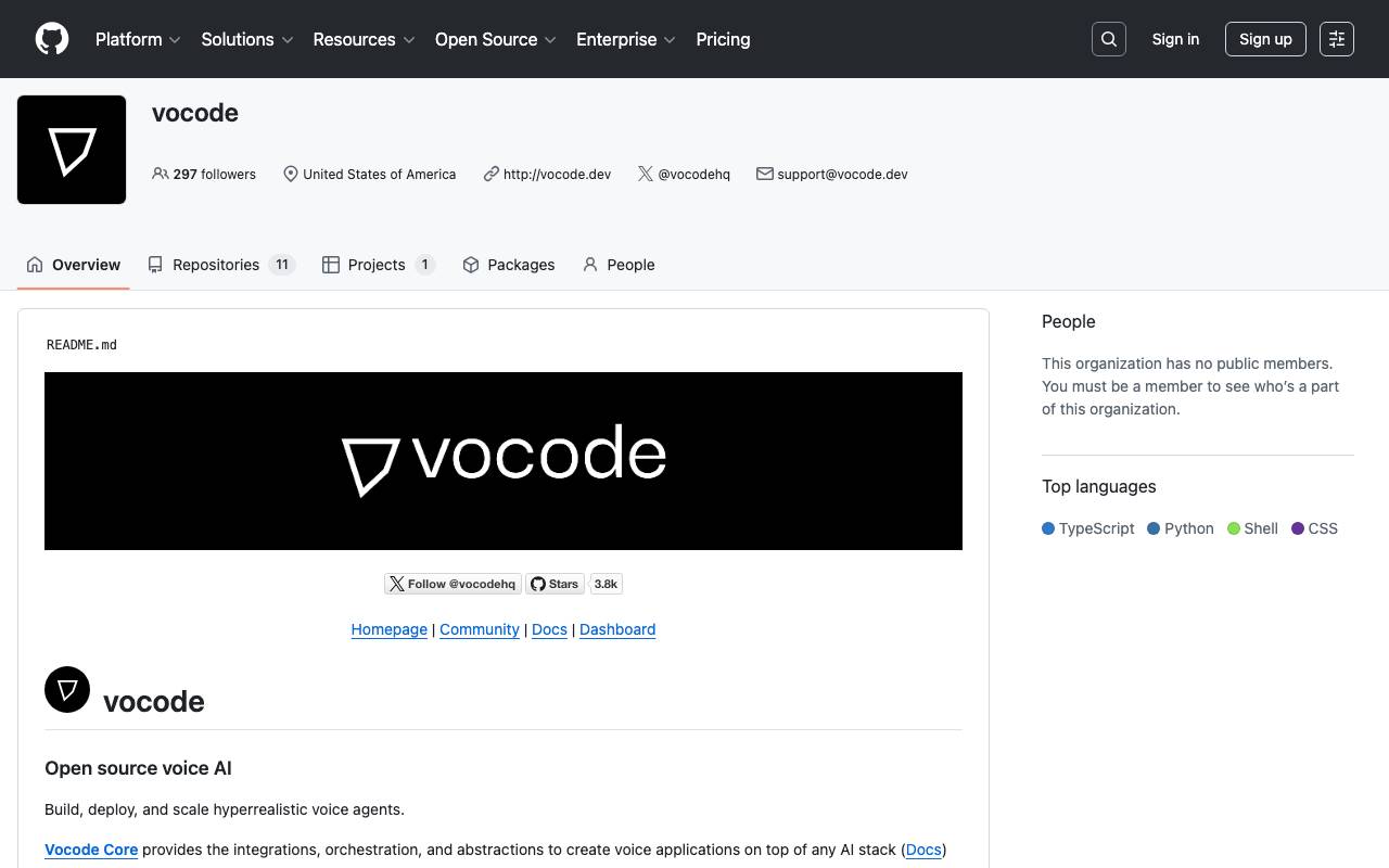 Vocode website preview