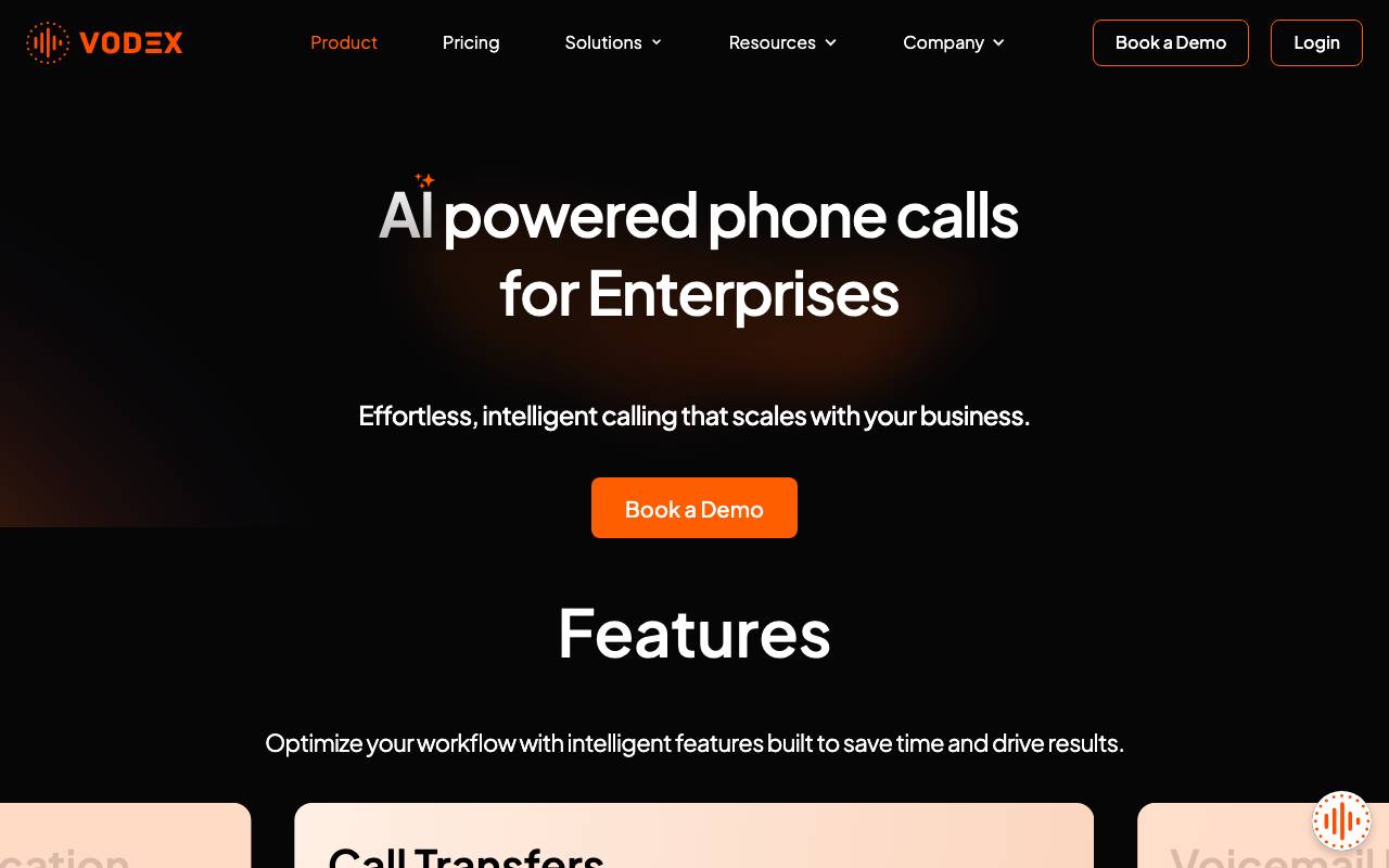 Vodex AI website preview