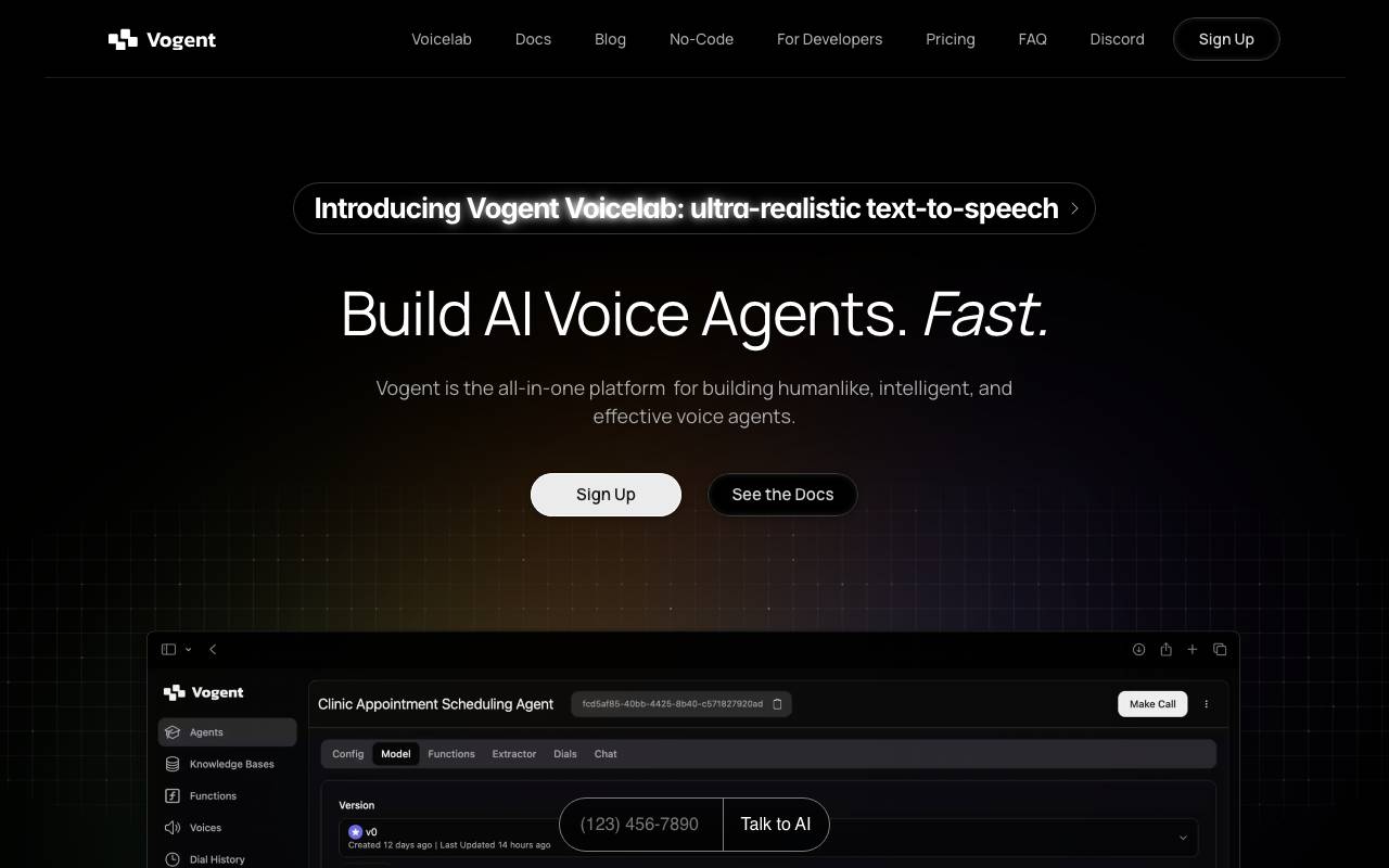 Vogent AI website preview