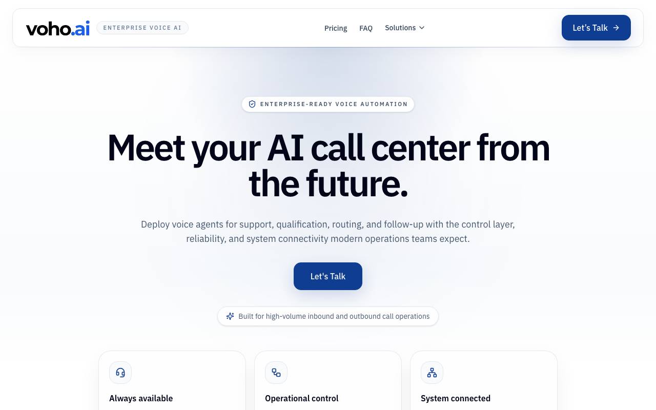 Voho AI website preview