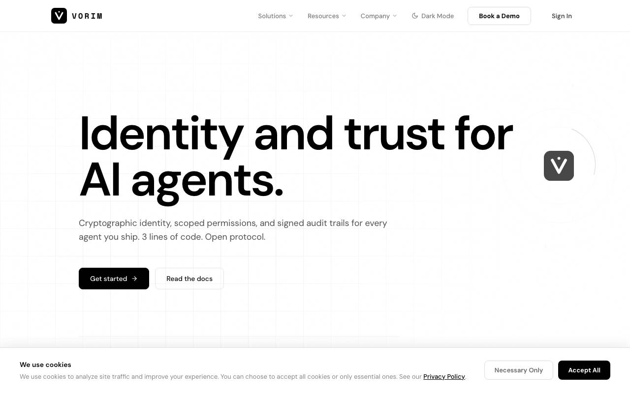 Vorim AI website preview