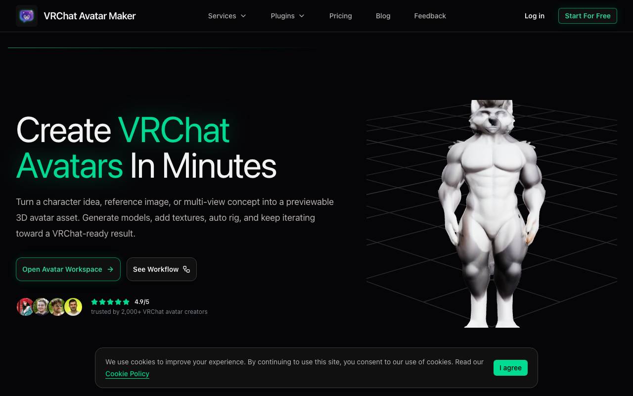 VRChat Avatar Maker website preview
