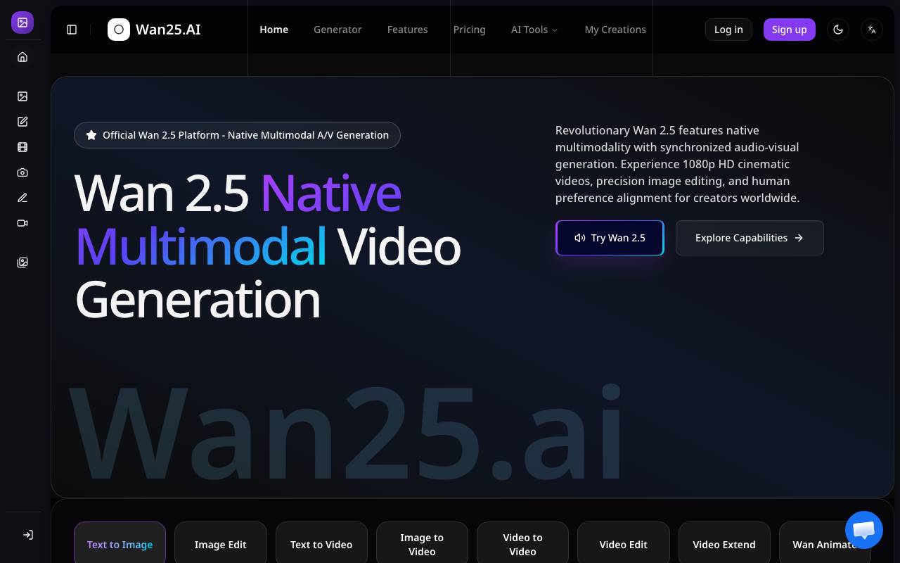 Wan 2.5 website preview
