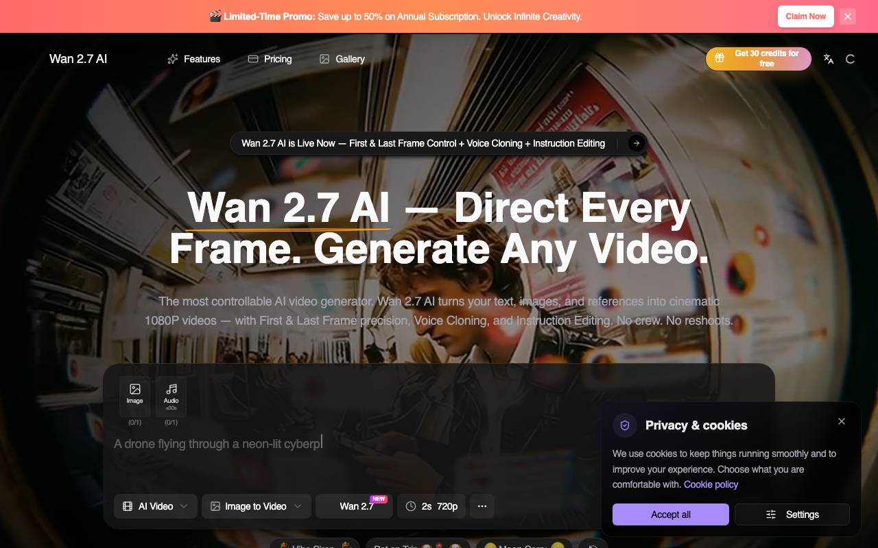 Wan 2.7 AI Video website preview