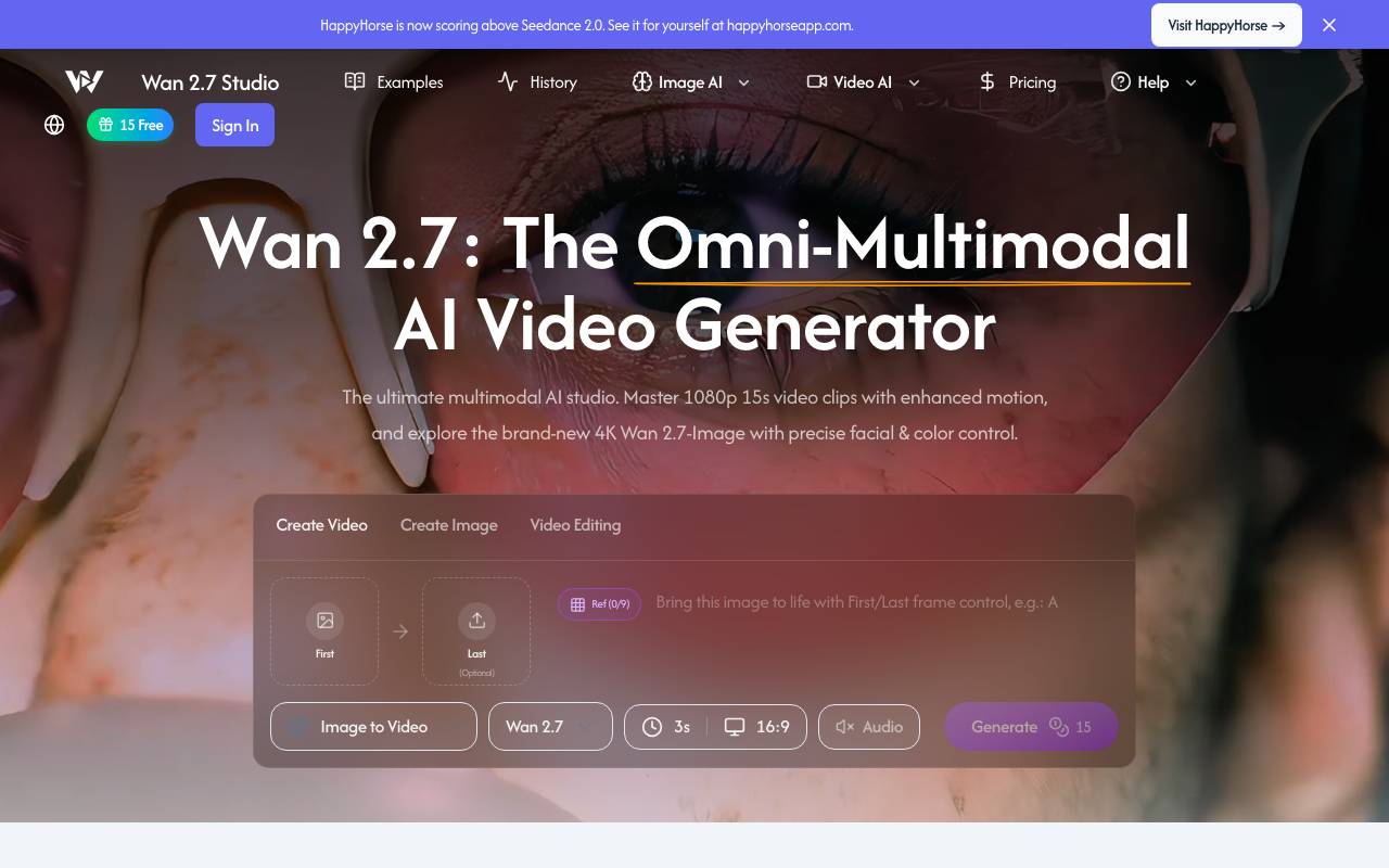 Wan 2.7 AI Video Generator website preview