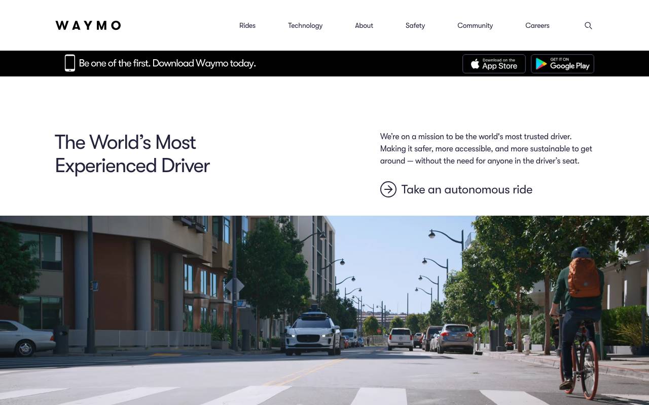 Waymo website preview