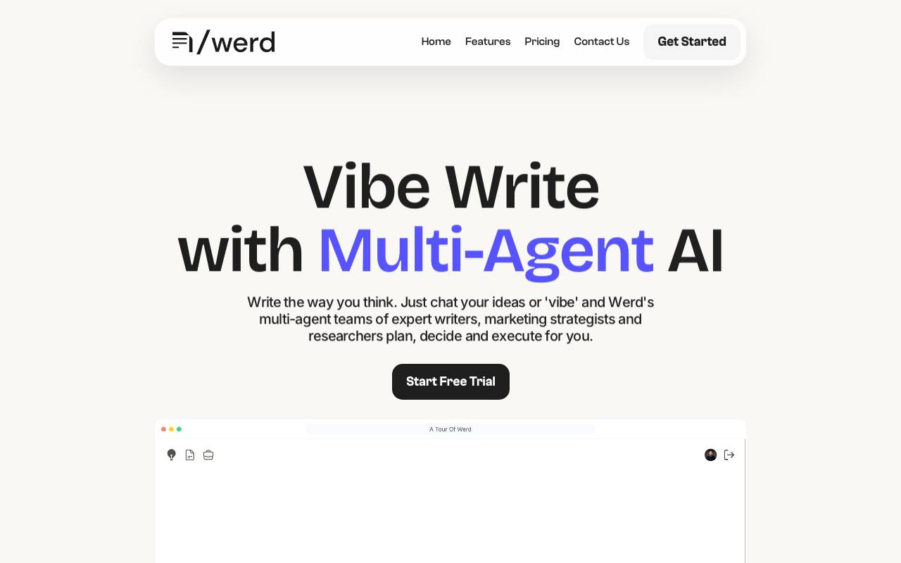 Werd AI website preview