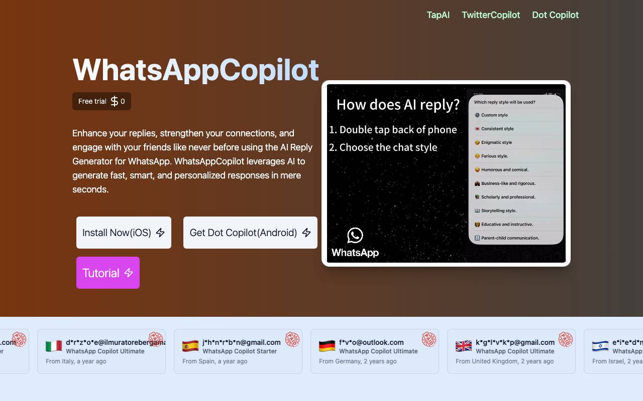 WhatsAppCopilot website preview