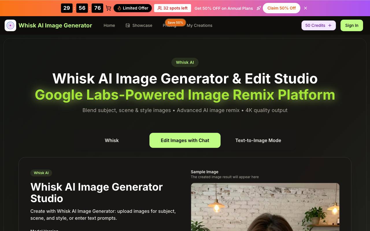 whisk ai image website preview