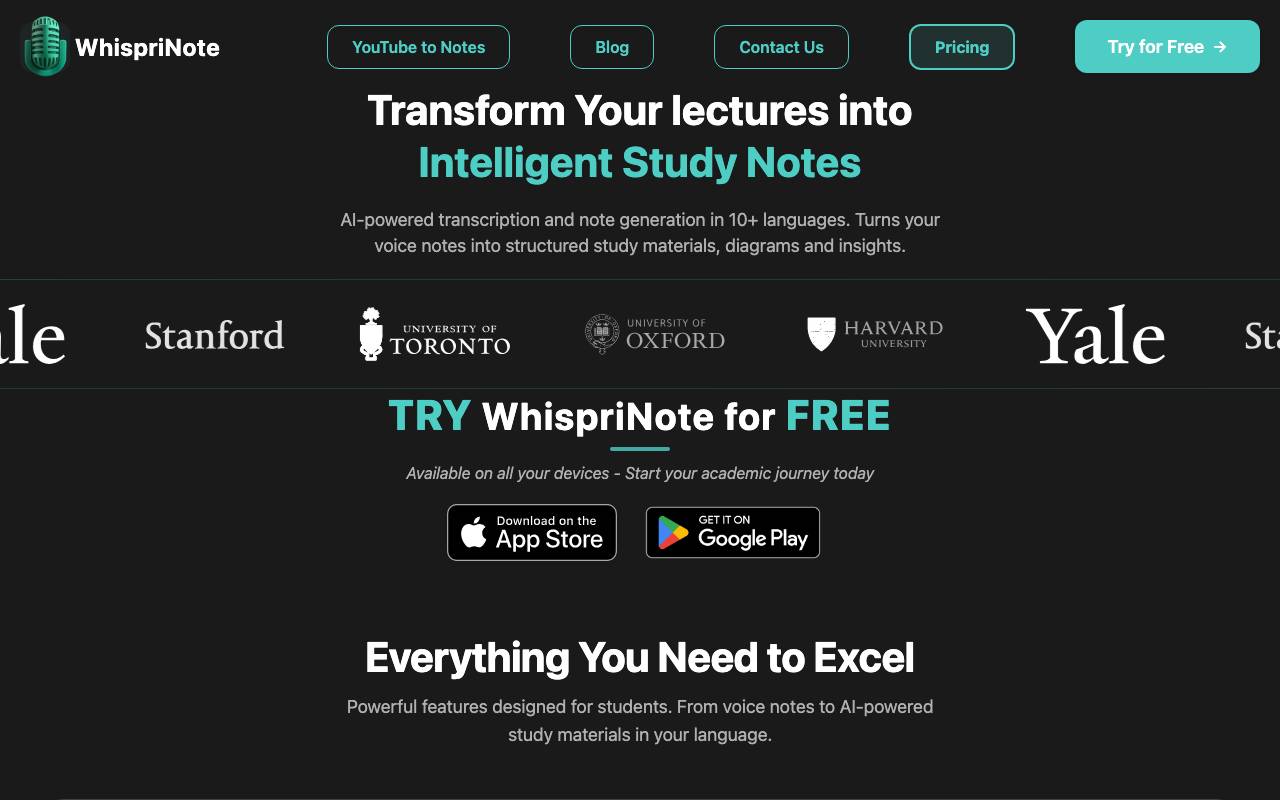 WhispriNote website preview