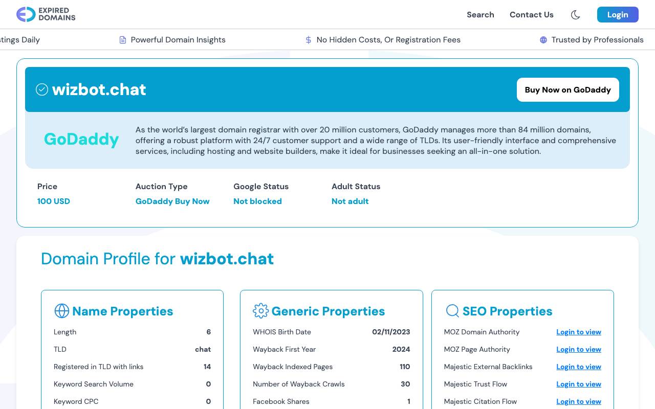 Wizbot website preview