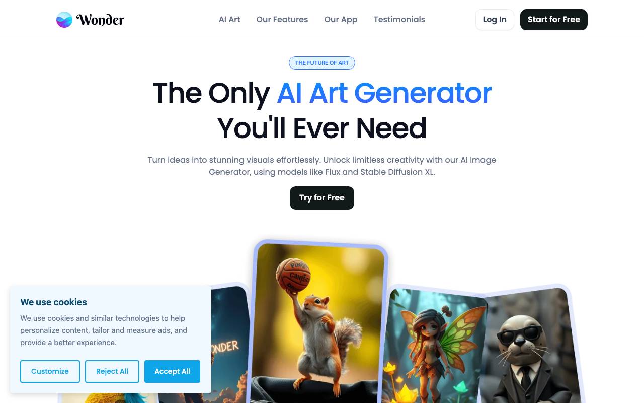 Wonder AI website preview