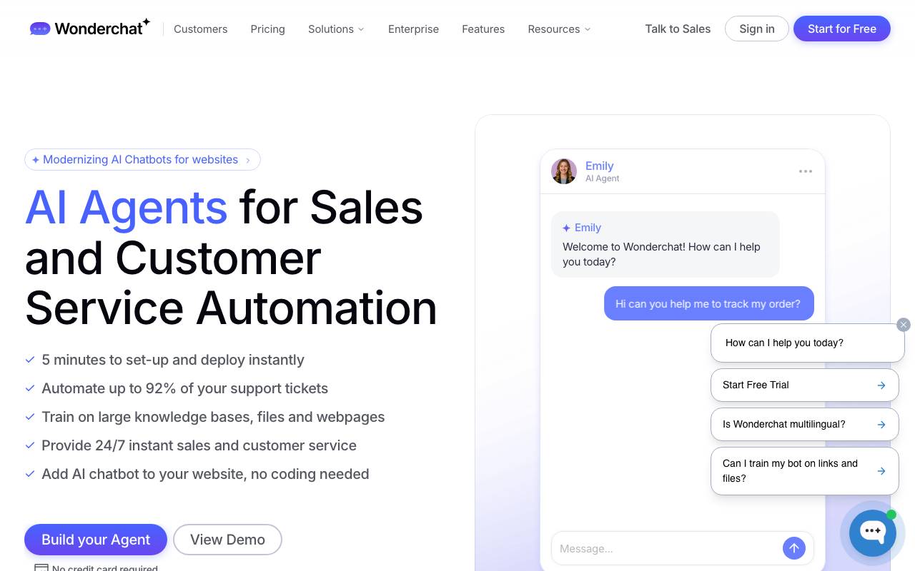 Wonderchat website preview