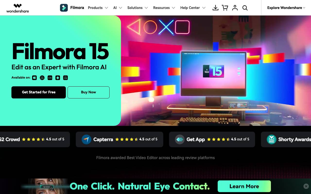 Wondershare Filmora website preview