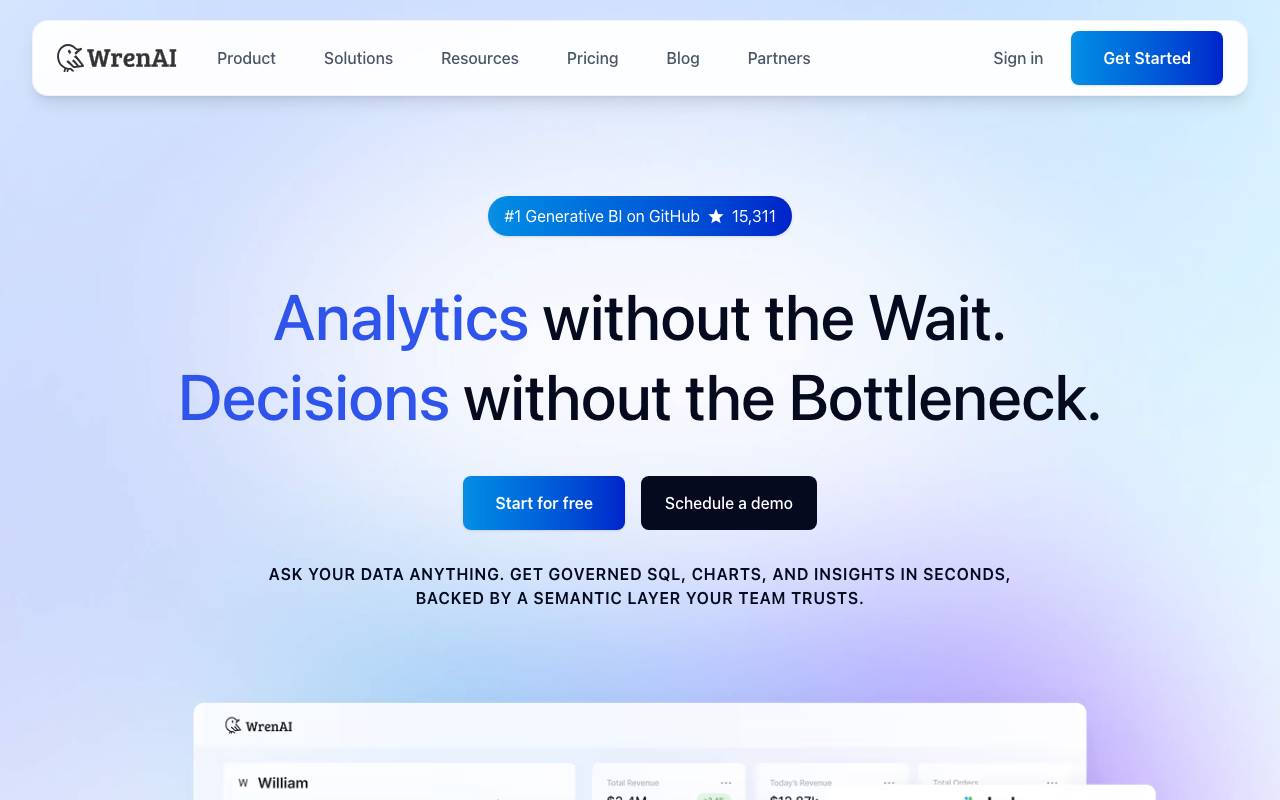 Wren AI website preview