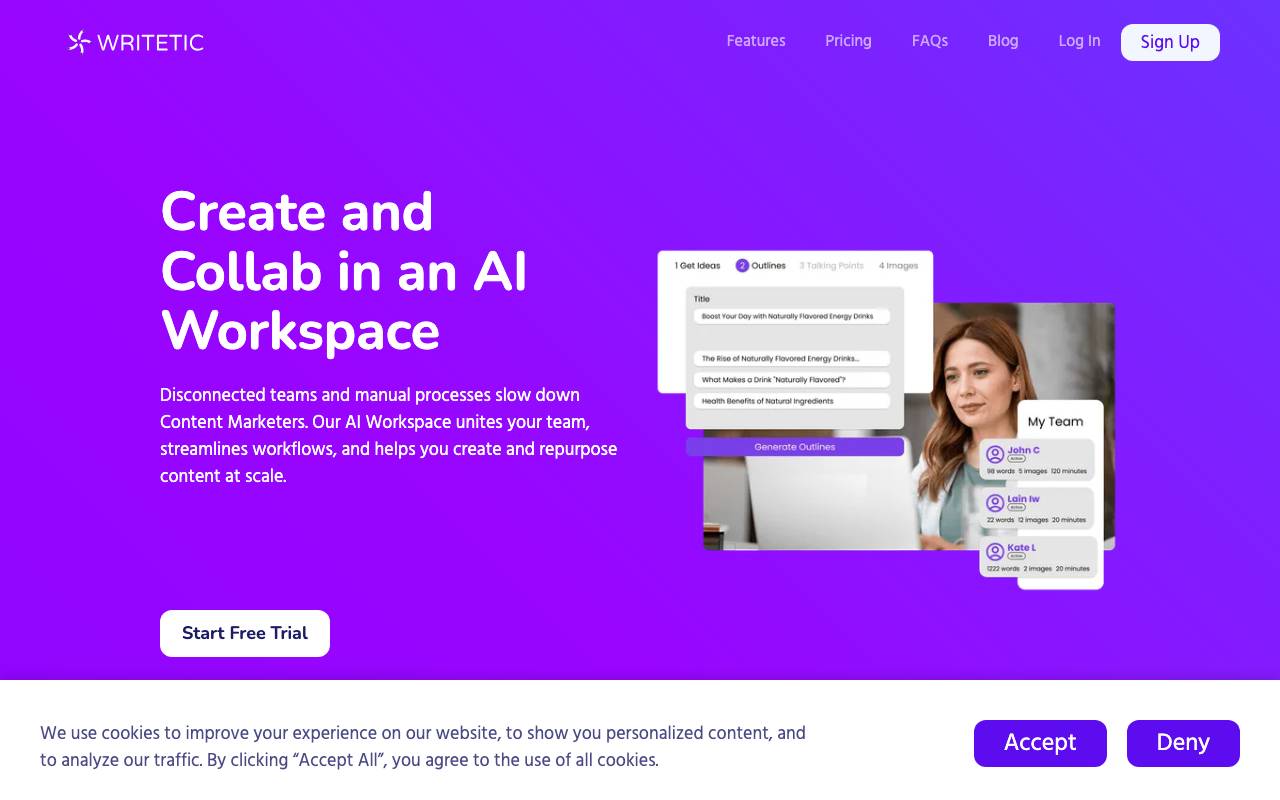 Writetic website preview