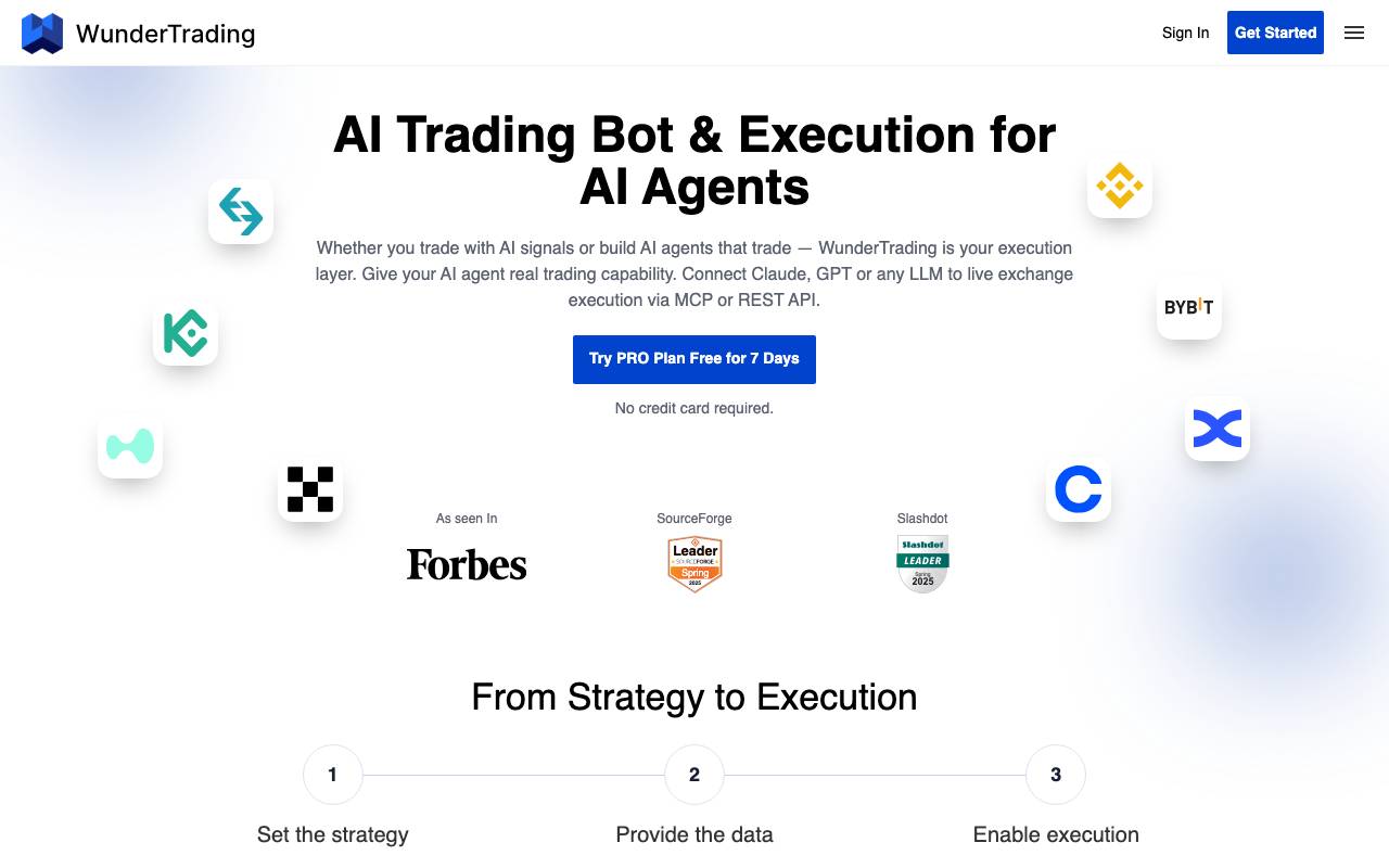 WunderTrading AI Trading Bot website preview
