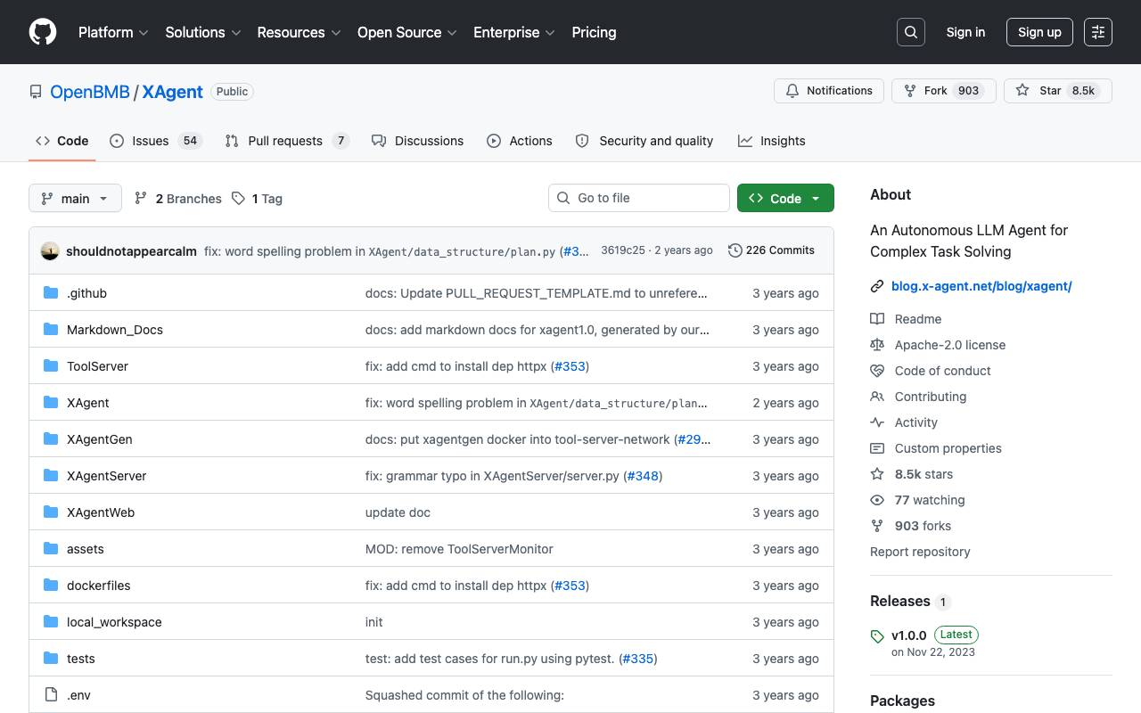 XAgent website preview