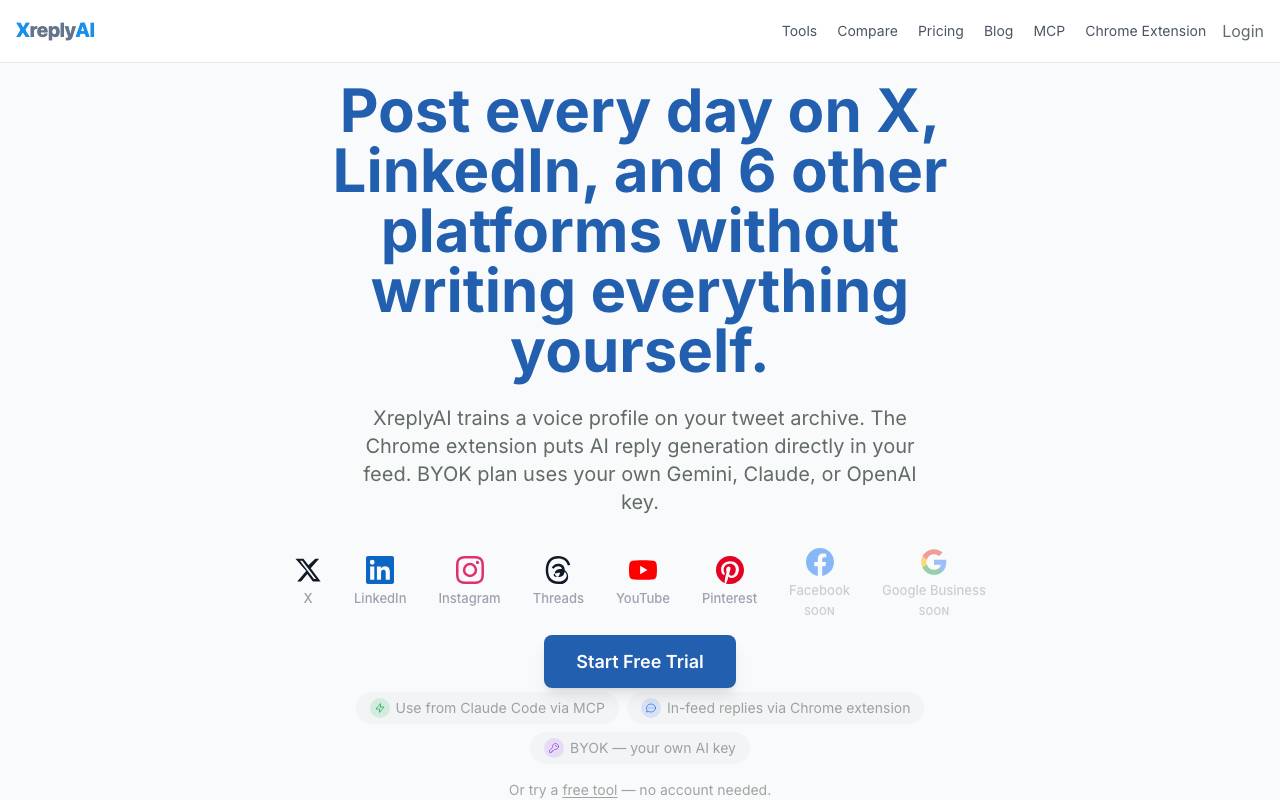 XreplyAI website preview