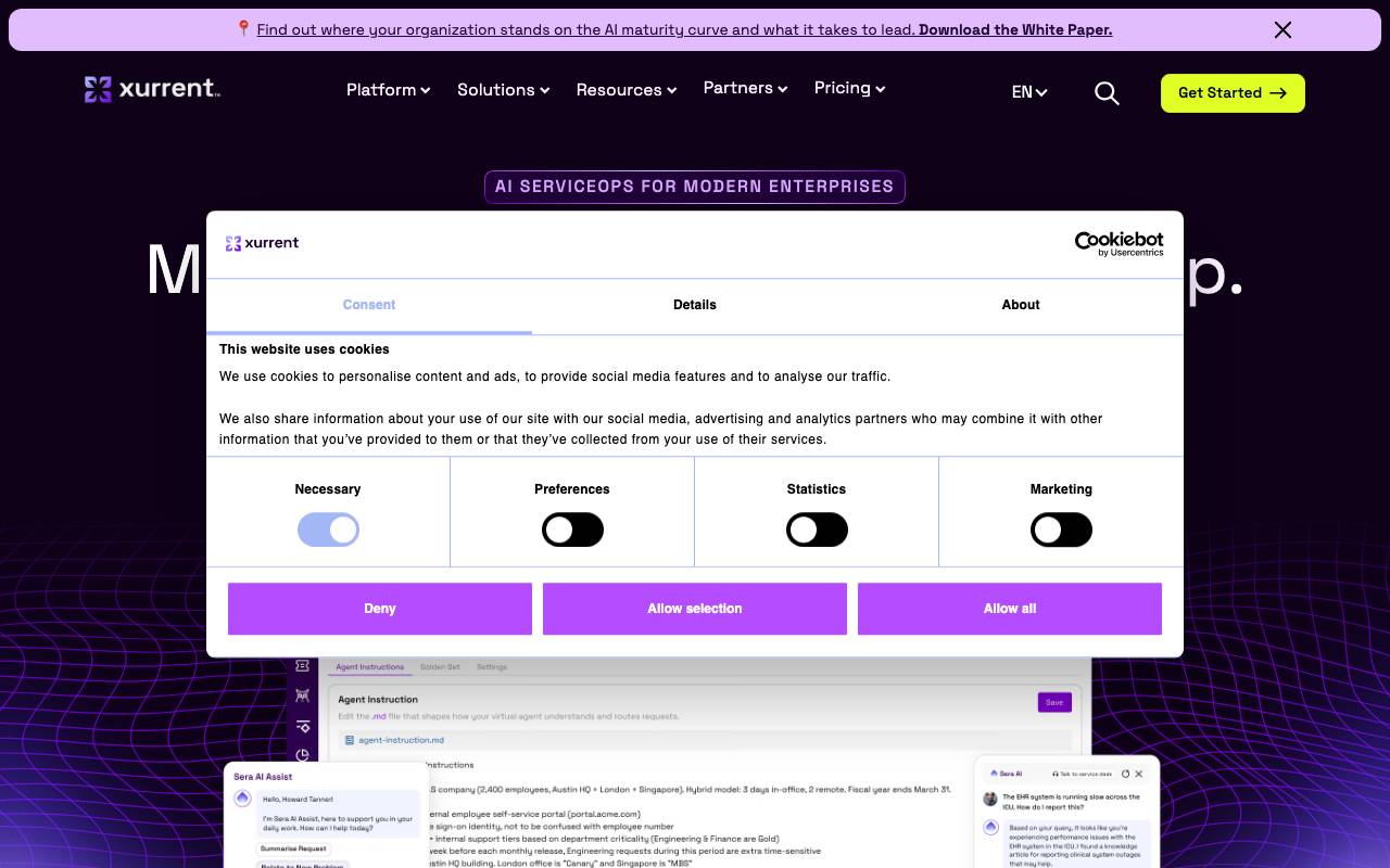 Xurrent website preview
