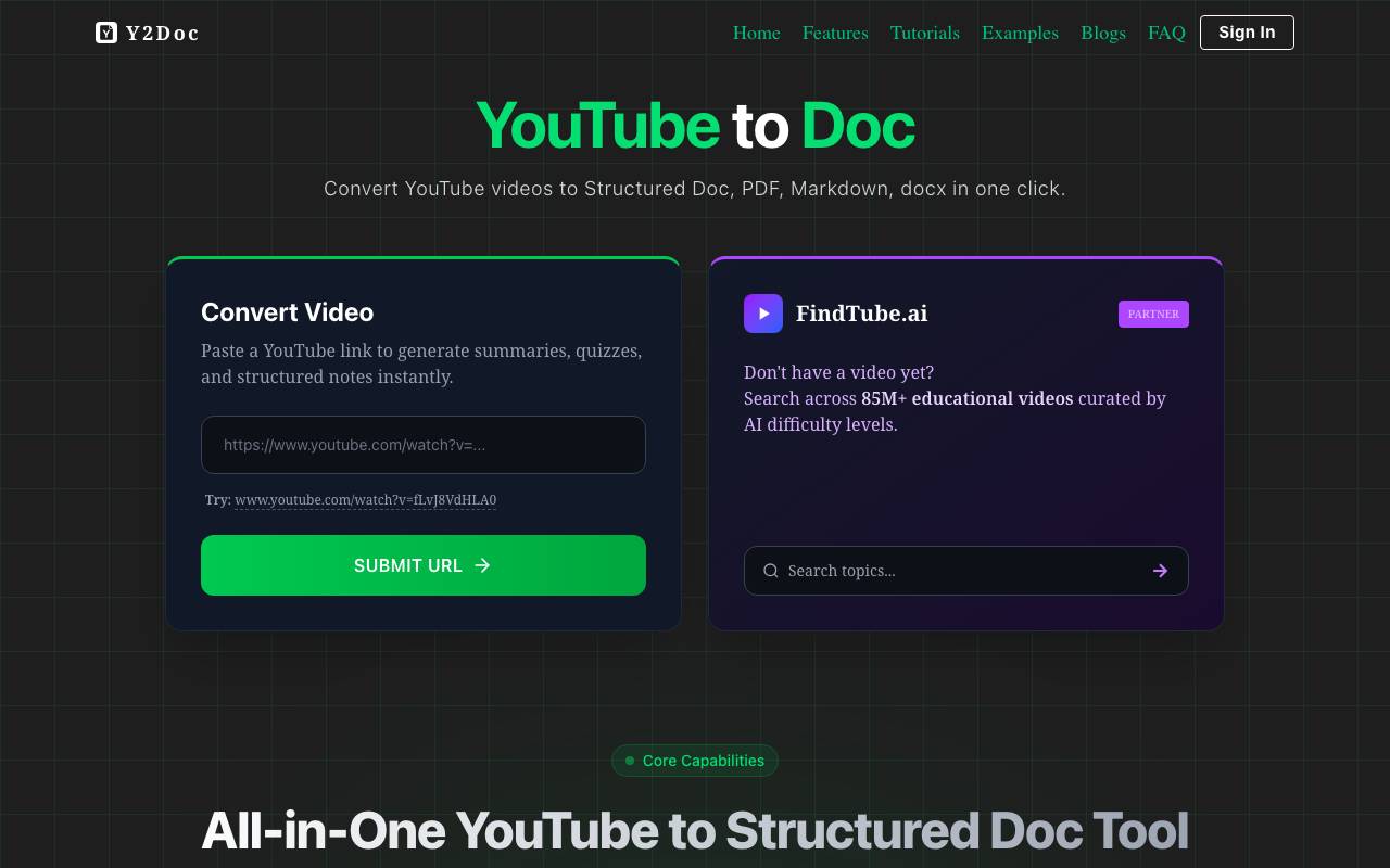 y2doc website preview