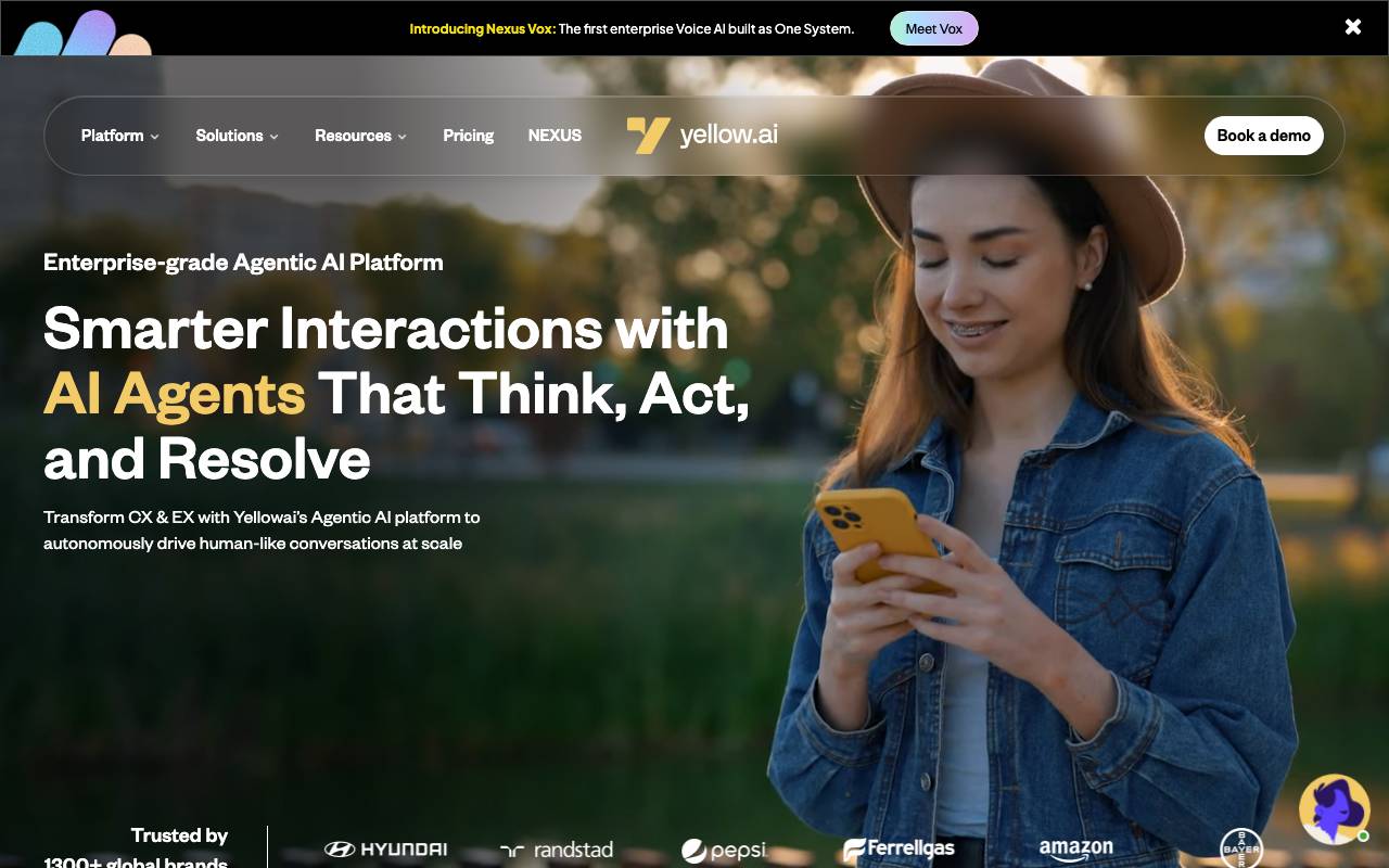Yellow.ai website preview