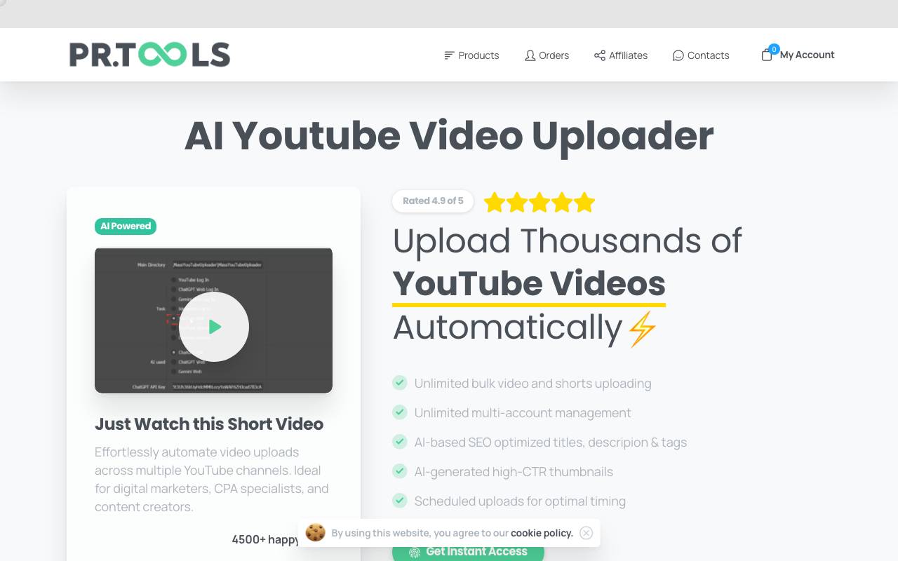 Youtube Video Uploader website preview