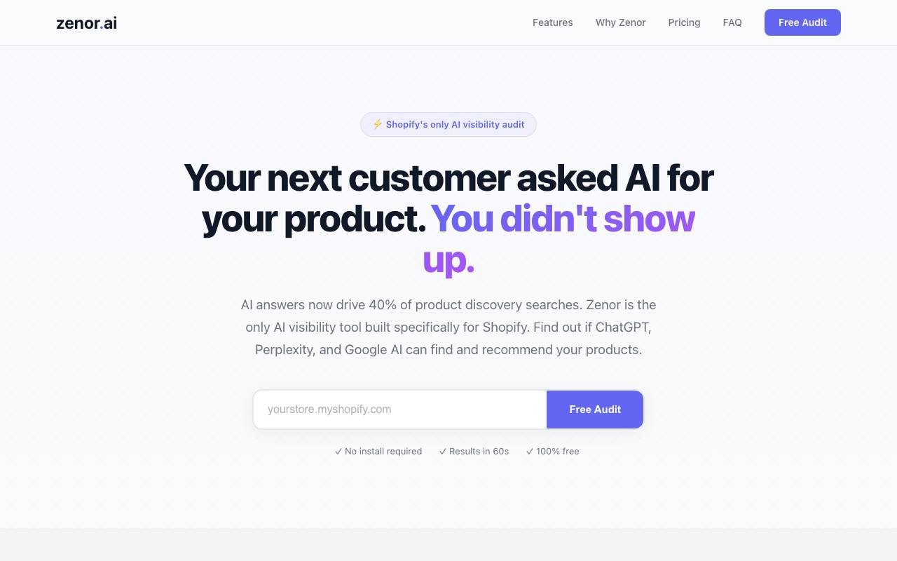 Zenor AI website preview