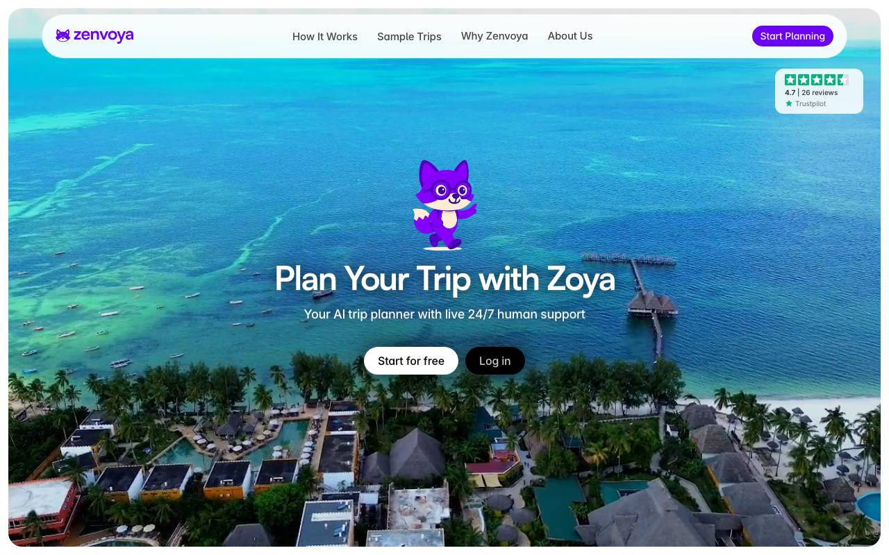 Zenvoya AI website preview