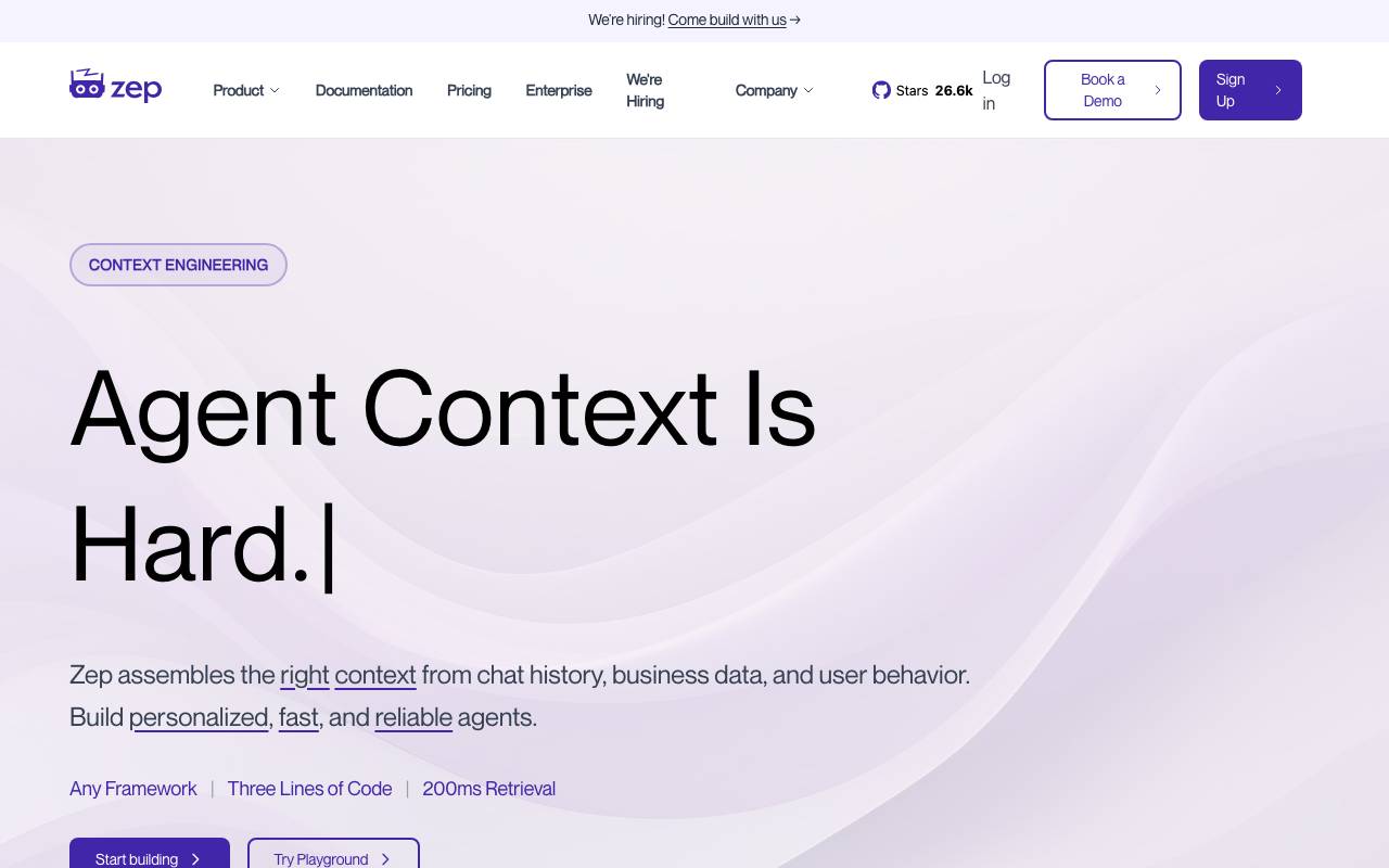Zep AI Memory website preview