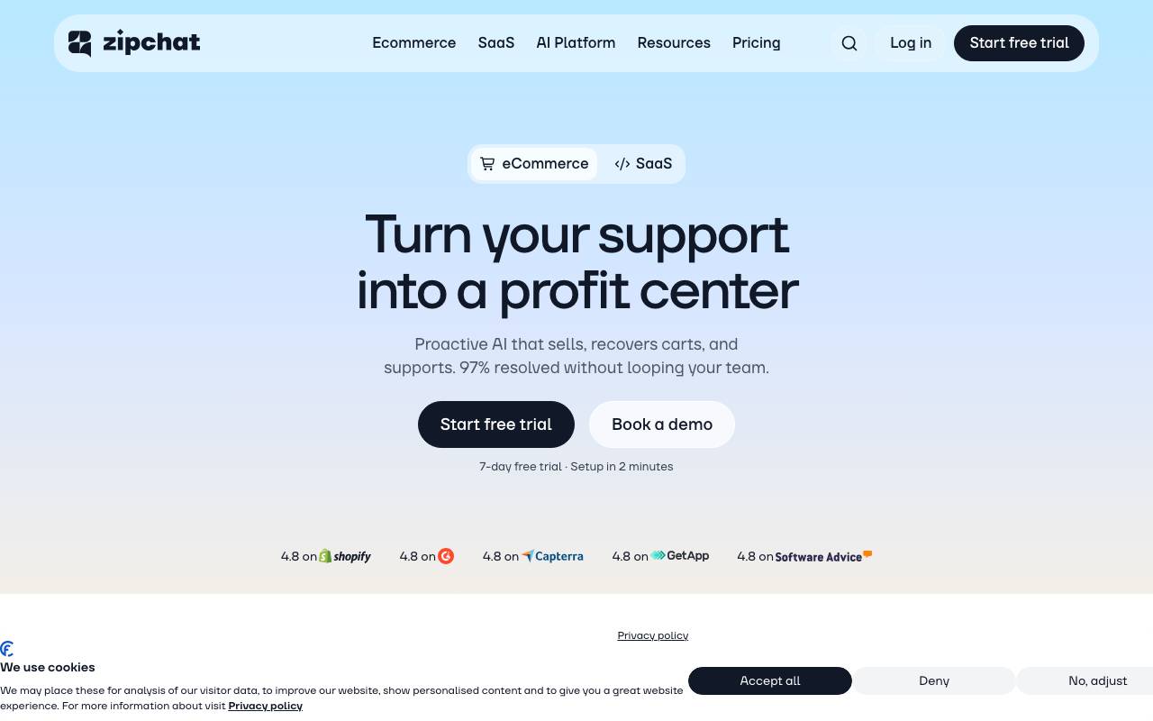 Zipchat website preview