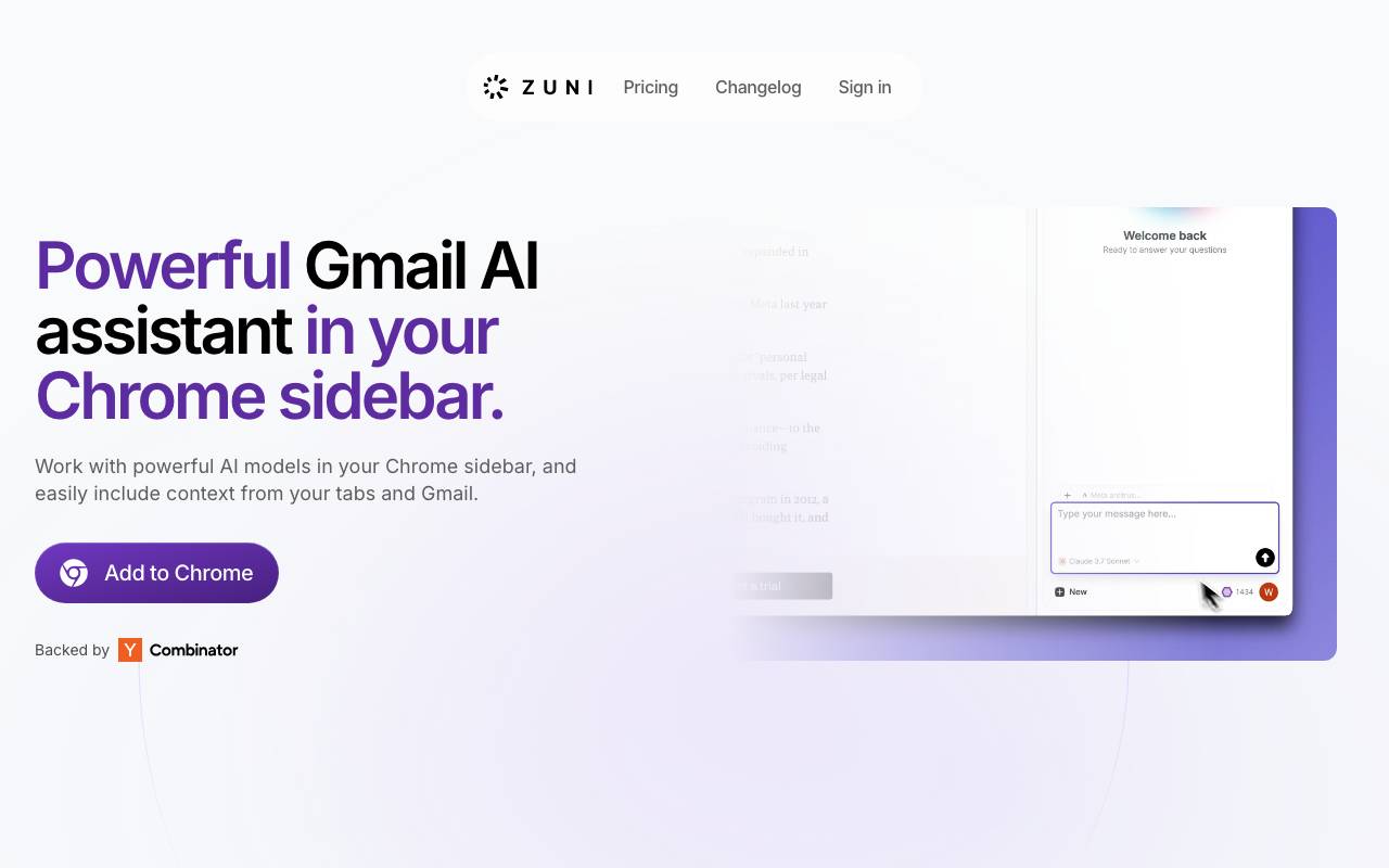 Zuni website preview